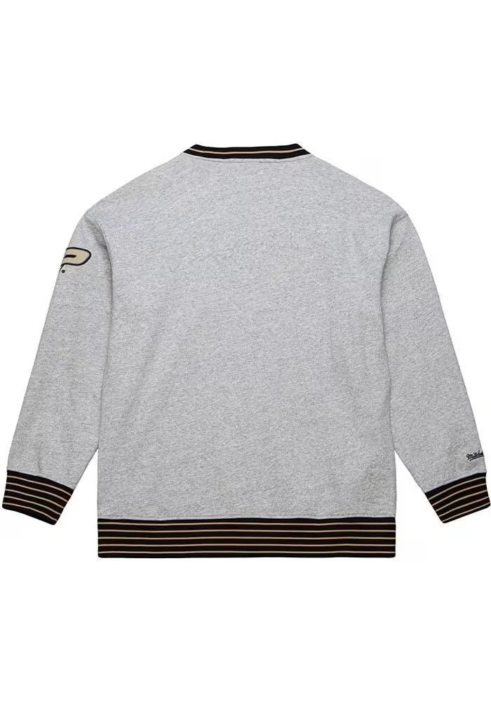 Mens Purdue Boilermakers Grey Mitchell and Ness Throw It Back Fleece Fashion Sweatshirt