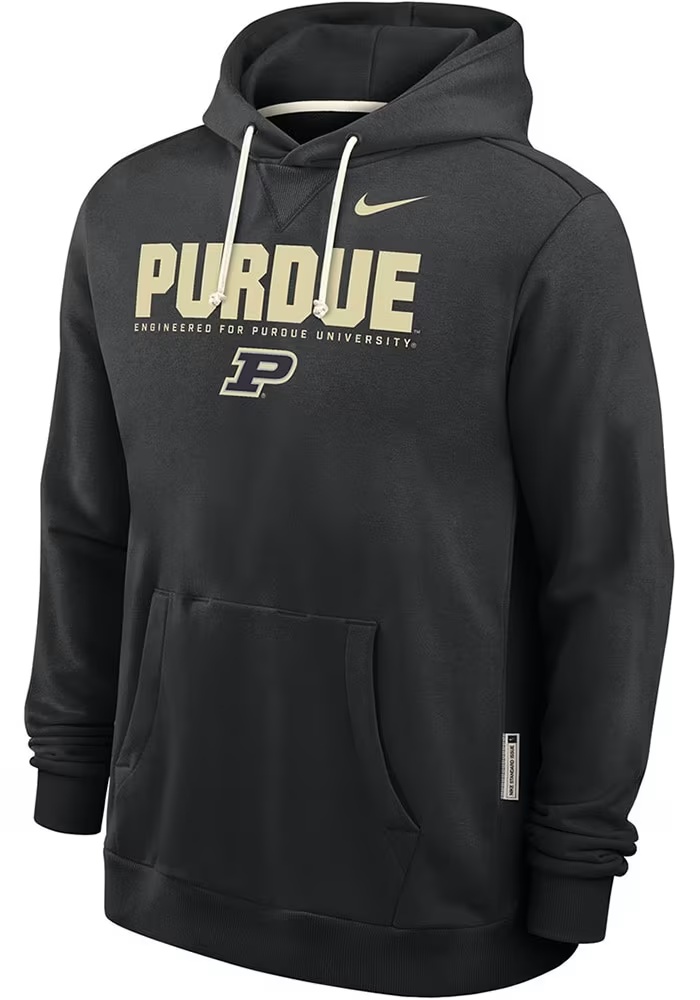 Mens Purdue Boilermakers Black Nike 0 Sideline Pullover Hooded Sweatshirt