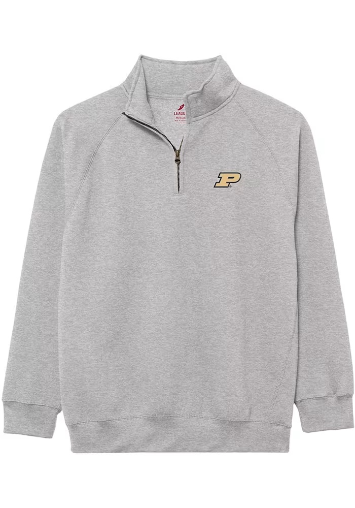 Mens Grey Purdue Boilermakers Essentials Embroidery Qtr Zip Pullover