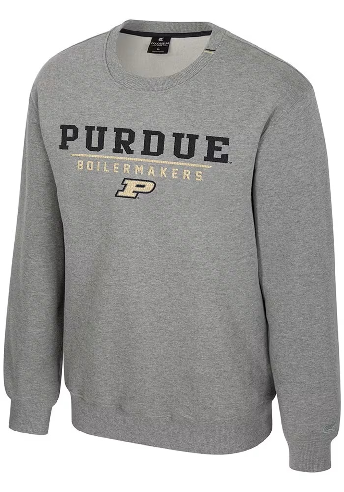 Mens Purdue Boilermakers Grey Colosseum Charlie Crew Sweatshirt