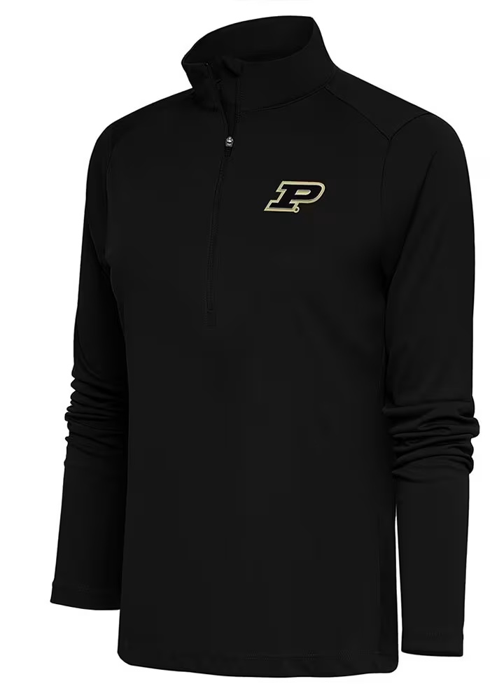 Womens Purdue Boilermakers Black Antigua Tribute Style Qtr Zip