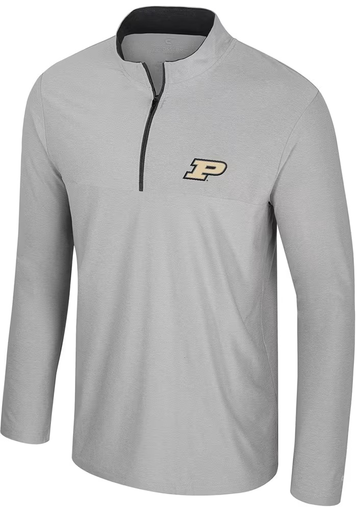 Mens Purdue Boilermakers Grey Colosseum Atomic Qtr Zip Pullover