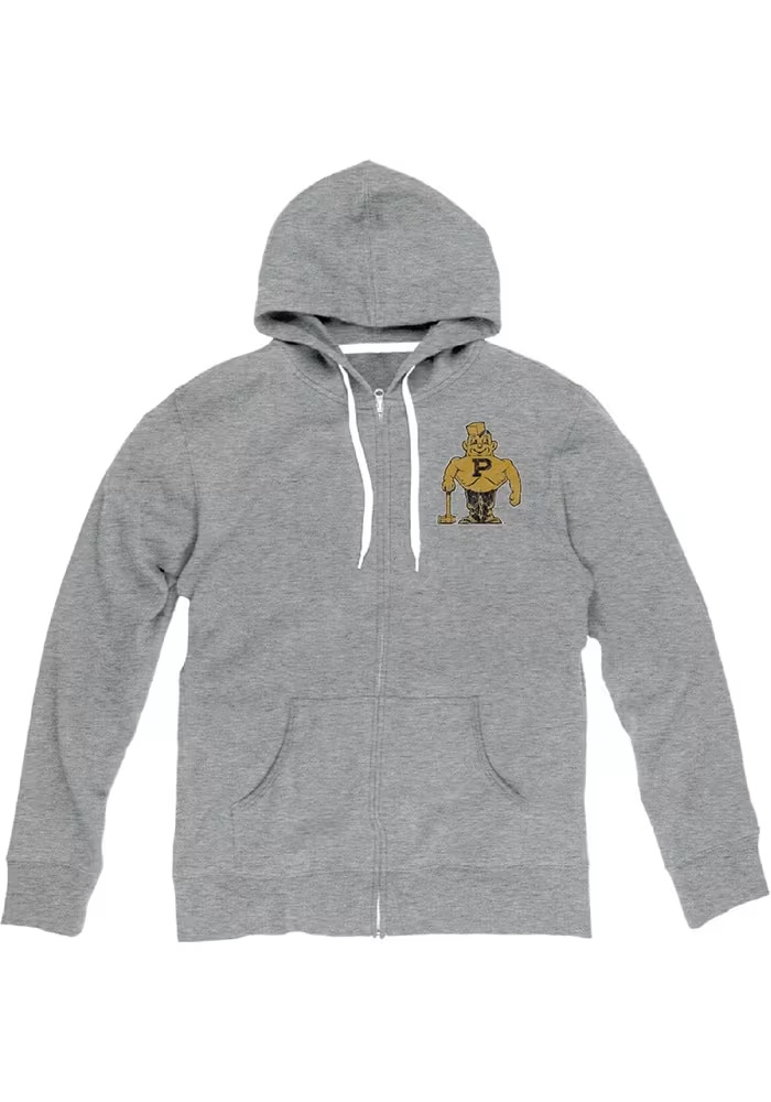 Mens Purdue Boilermakers Grey Blue 84 Front Back Laguna Long Sleeve Full Zip Jacket