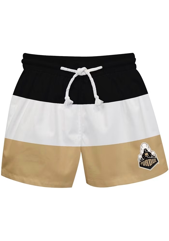 Youth Purdue Boilermakers Black Vive La Fete Stripe Swimwear Swim Trunks