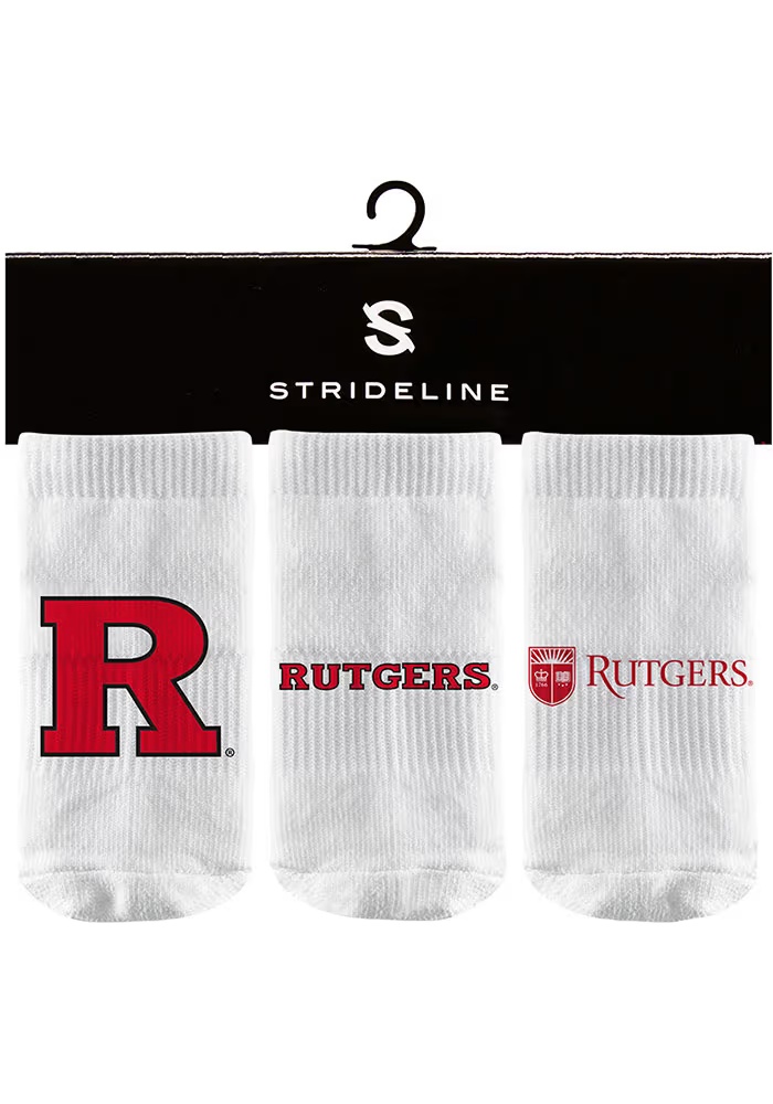 Rutgers Scarlet Knights Strideline 3PK Baby Quarter Socks - White