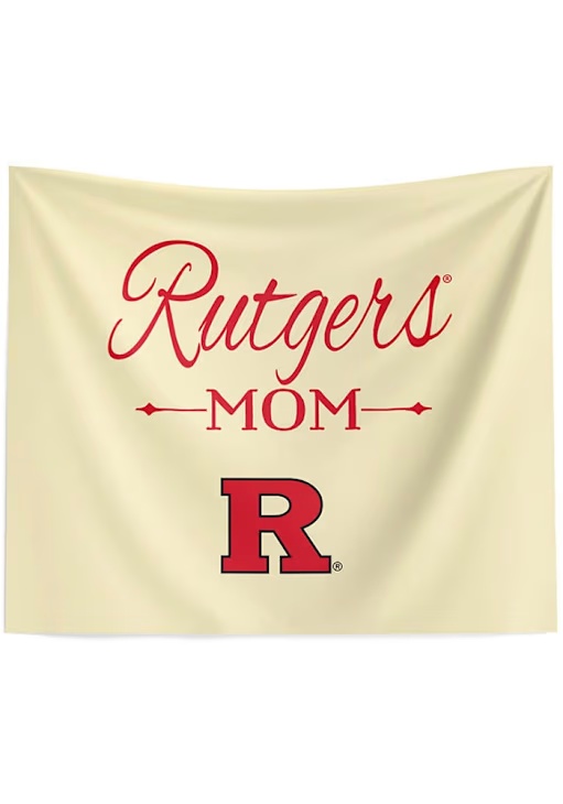 White Rutgers Scarlet Knights Mom 34x40 Tapestry Blanket