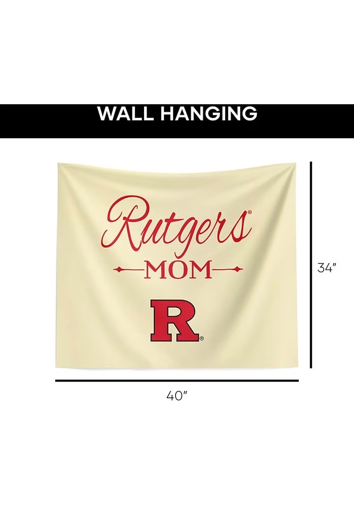 White Rutgers Scarlet Knights Mom 34x40 Tapestry Blanket