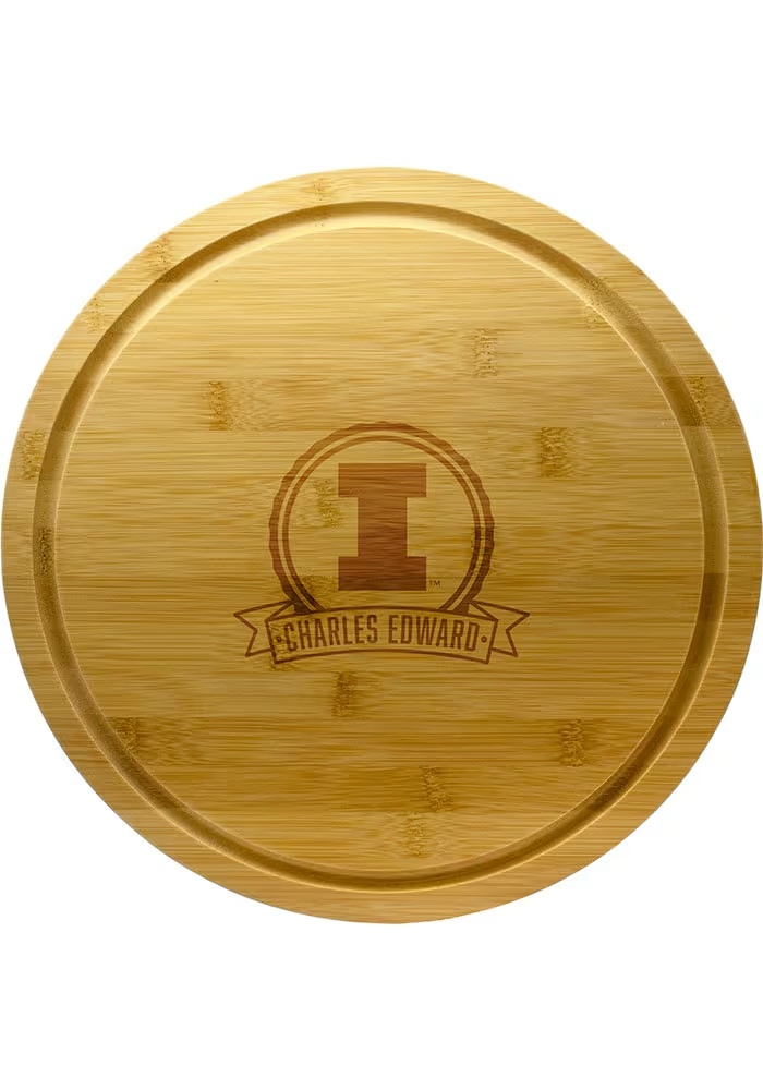 Brown Illinois Fighting Illini Personalized 13 Inch Bamboo Lazy Susan Serving Tray