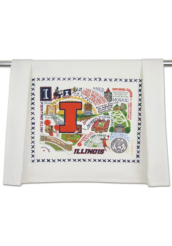 White Illinois Fighting Illini Embroidered Towel