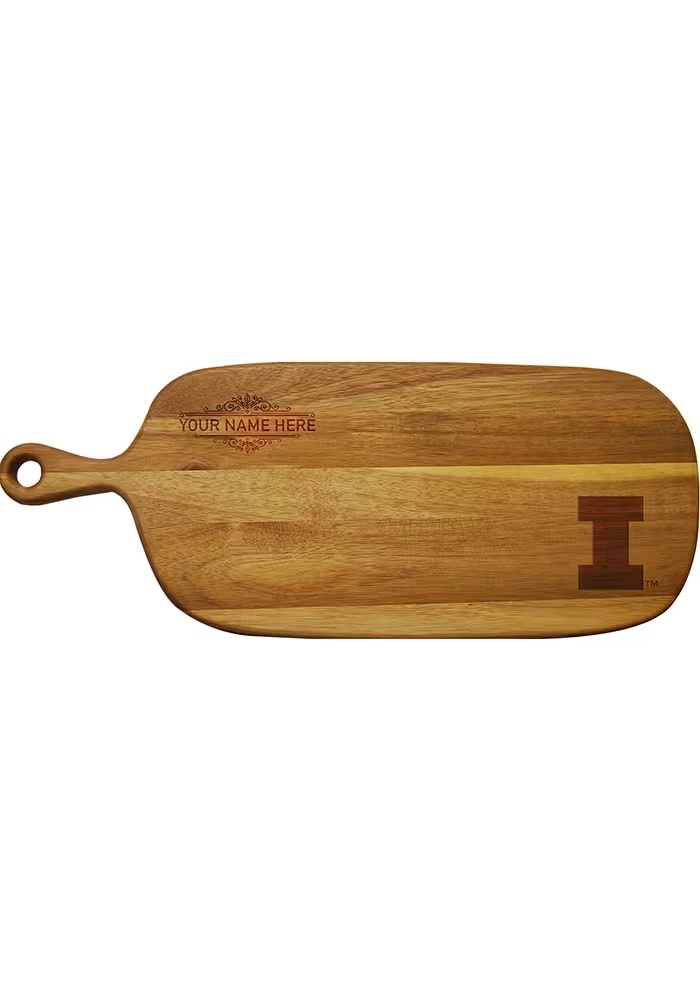 Brown Illinois Fighting Illini Personalized Acacia Paddle Kitchen Cutting Board