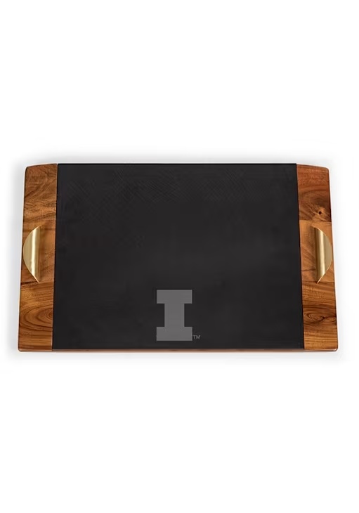 Illinois Fighting Illini Black Picnic Time Covina Slate Serving Tray