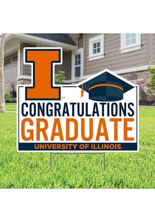 White Illinois Fighting Illini Congratulations Graduate Yard Sign