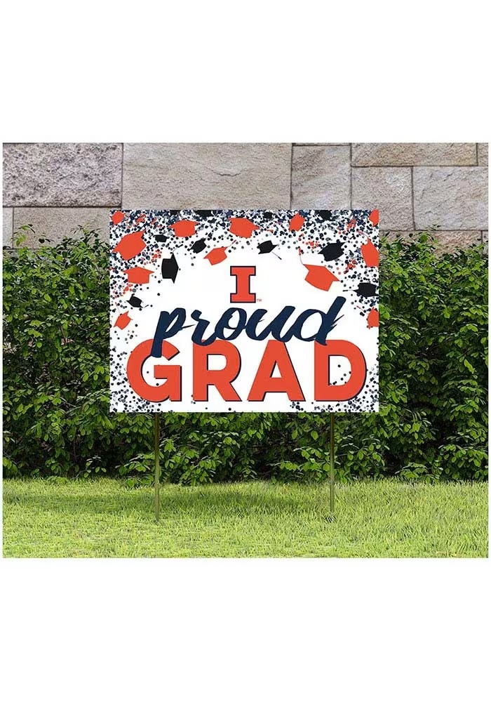 Orange Illinois Fighting Illini 18x24 Proud Grad Confetti Yard Sign