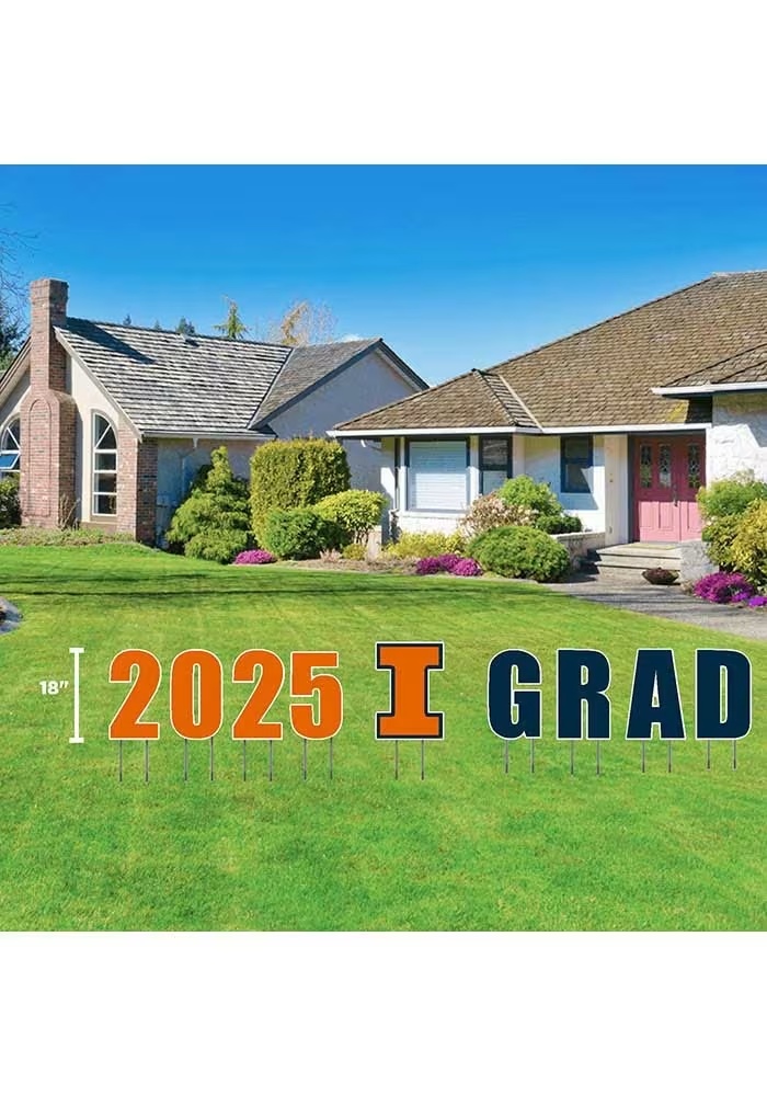 Orange Illinois Fighting Illini 2025 Grad Yard Sign