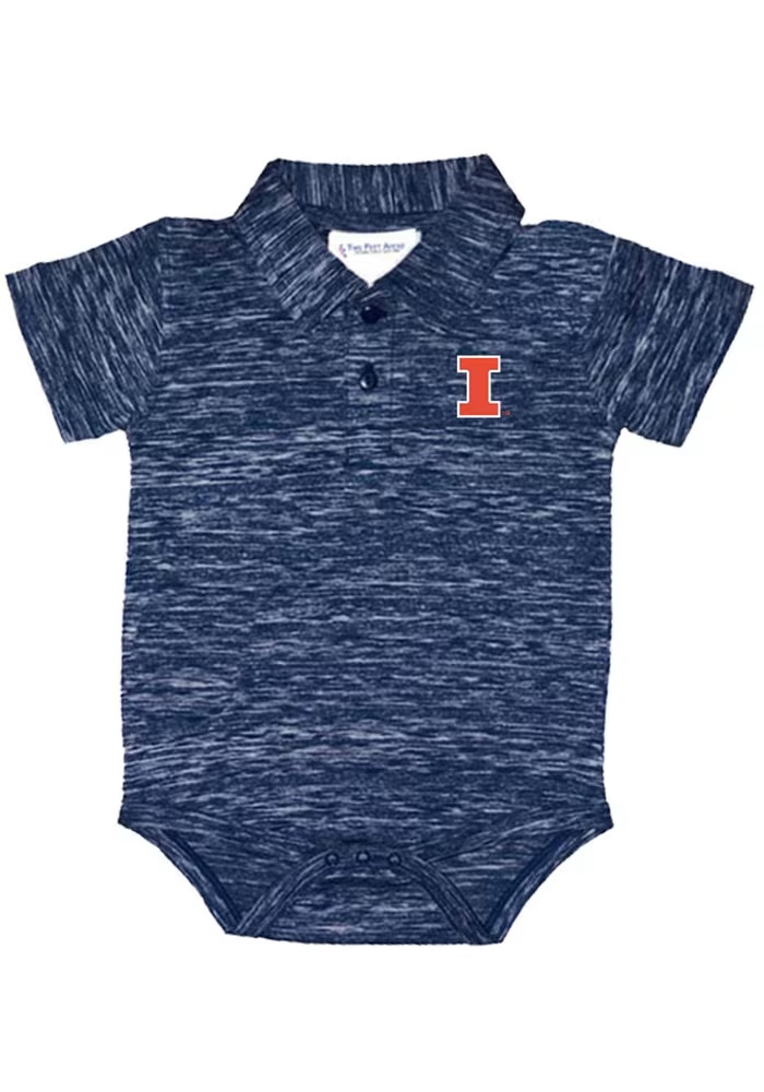 Baby Navy Blue Illinois Fighting Illini Space Dye Short Sleeve One Piece Polo