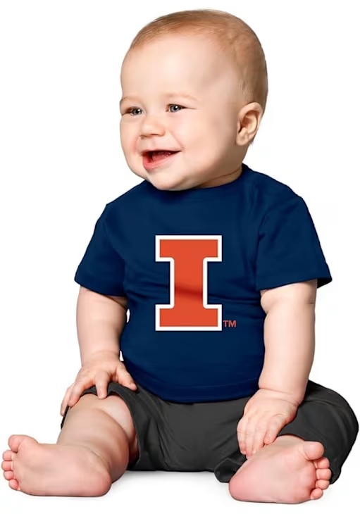Infant Illinois Fighting Illini Navy Blue Little King Primary Logo Short Sleeve T-Shirt