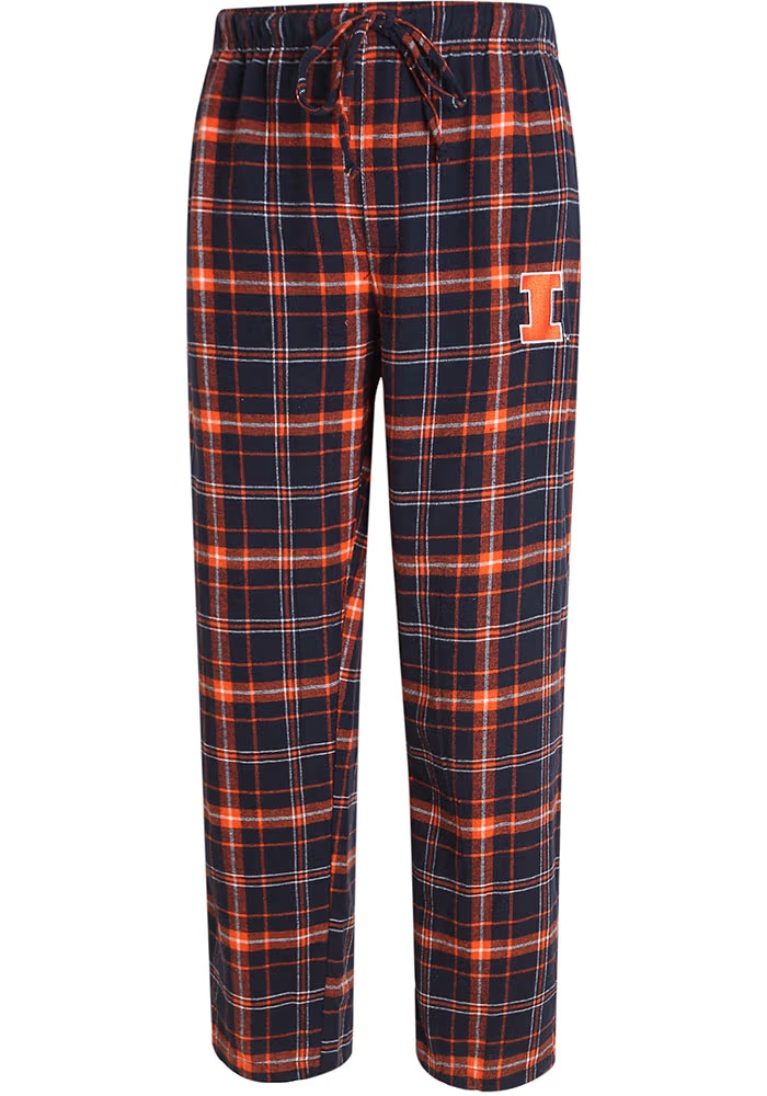 Mens Illinois Fighting Illini Navy Blue Concepts Sport Plaid Flannel Flannel Loungewear Sleep Pant..