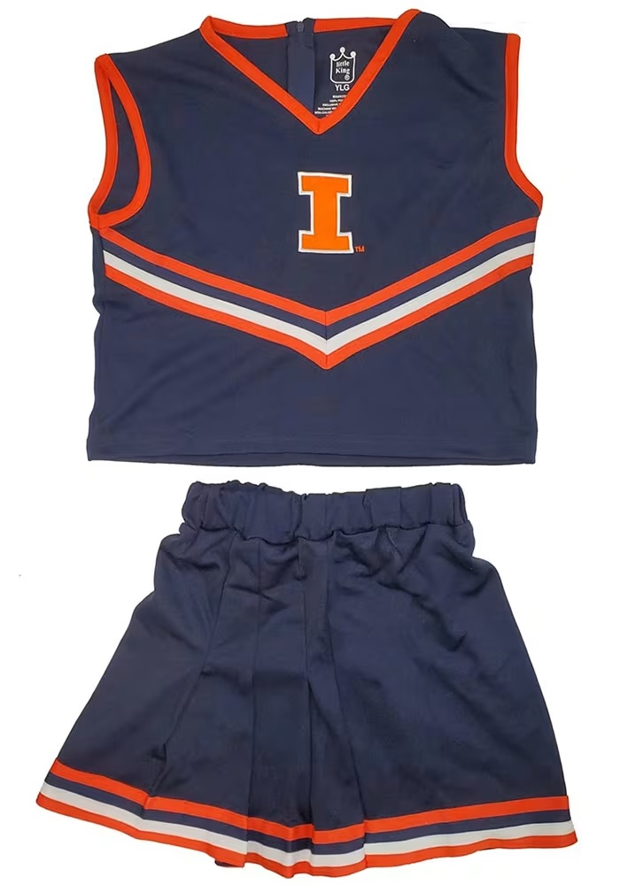 Girls Illinois Fighting Illini Navy Blue Little King Tackle Design Cheer Set