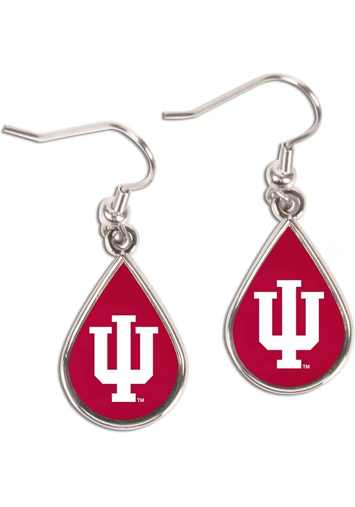 Teardrop Indiana Hoosiers Womens Earrings - Red