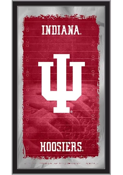 Silver Indiana Hoosiers Football Hanging Back Bar Mirror
