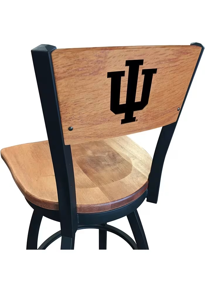 Brown Indiana Hoosiers Maple Seat Maple Back Swivel Pub Stool
