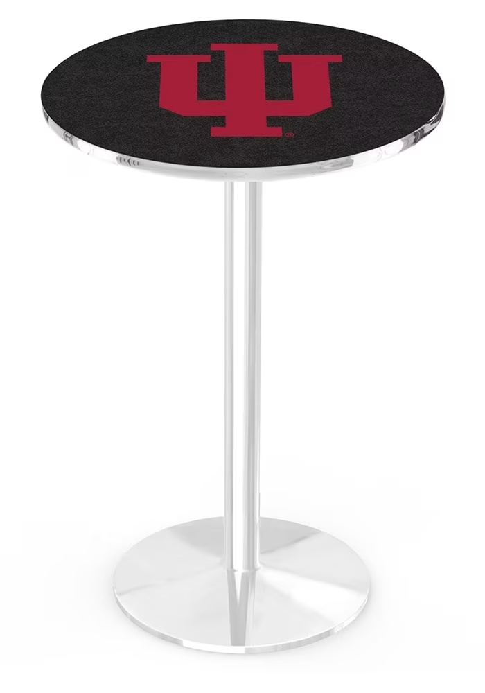 Silver Indiana Hoosiers Chrome Round Base Pub Table
