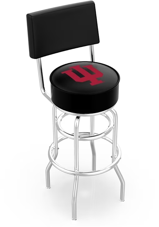 Black Indiana Hoosiers Double-Ring Swivel with Back Pub Stool