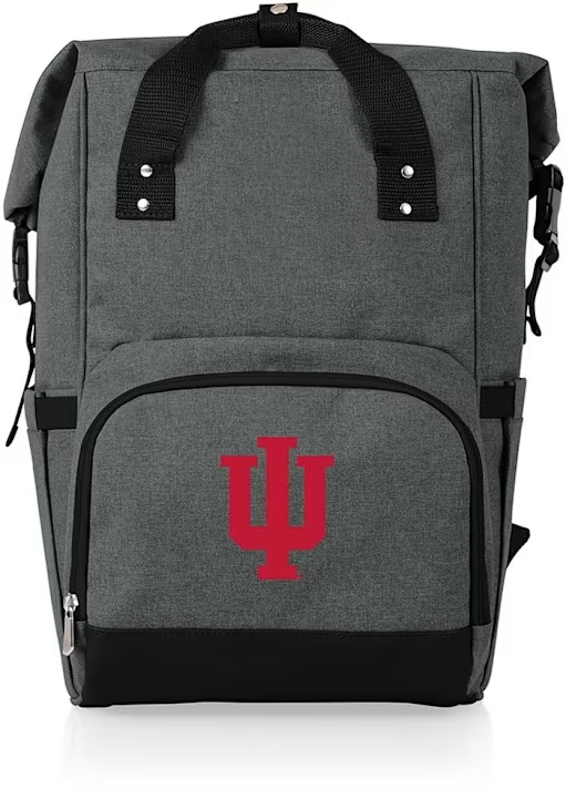 Indiana Hoosiers Picnic Time Roll Top Cooler Backpack - Grey