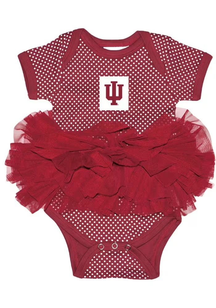 Baby Cardinal Indiana Hoosiers Pin Dot Tutu Short Sleeve One Piece