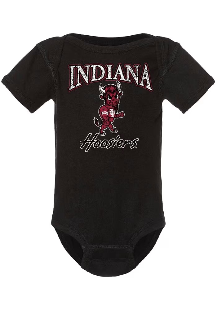 Baby Indiana Hoosiers Black Summit Sportswear Primary Logo Short Sleeve One Piece