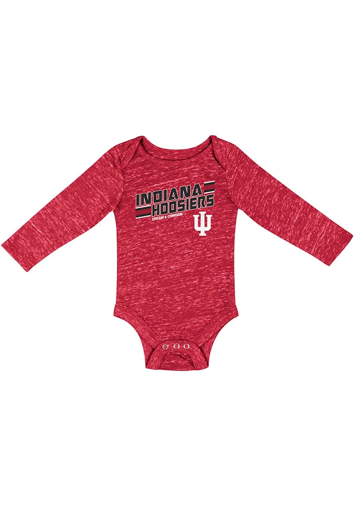 Baby Indiana Hoosiers Cardinal Colosseum Knobby Fun Long Sleeve One Piece