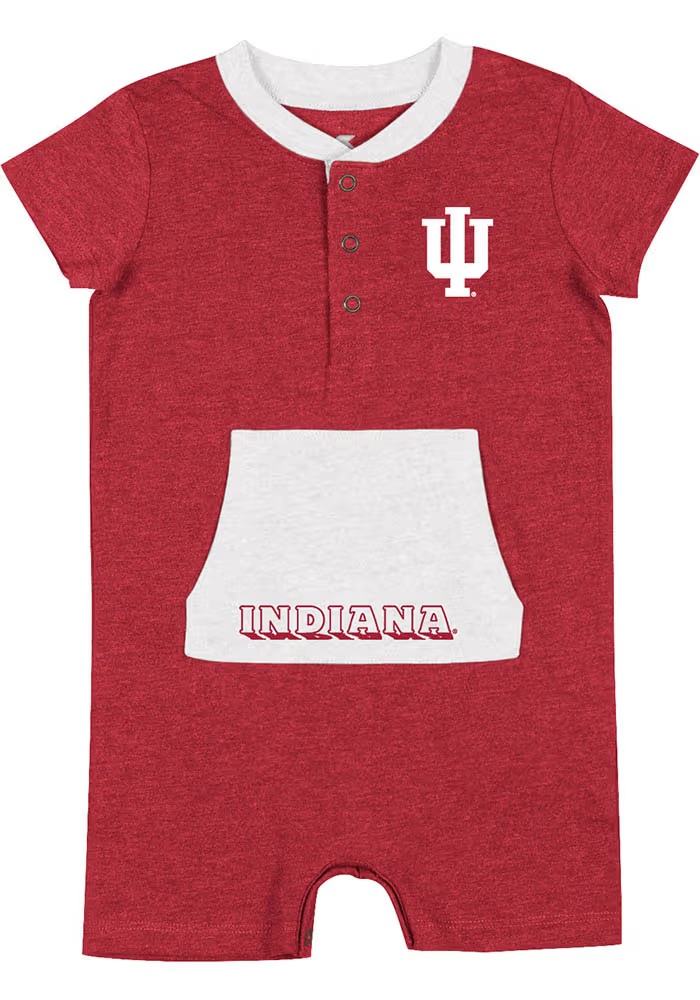 Baby Indiana Hoosiers Cardinal Colosseum Wheeler Romper Short Sleeve One Piece