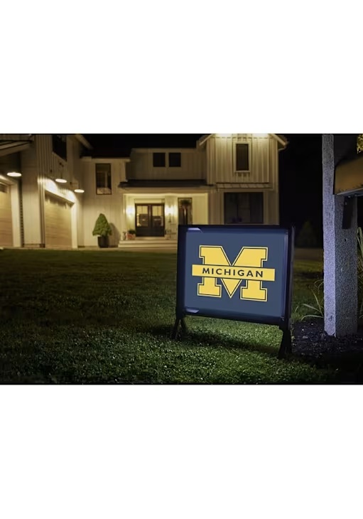 Navy Blue Michigan Wolverines Large M Logo Yardsy Light Up Yard Sign