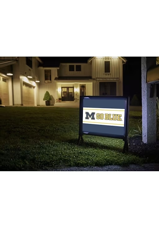 White Michigan Wolverines Go Blue Yardsy Light Up Yard Sign