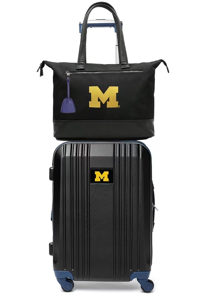 Set with Laptop Tote Michigan Wolverines Luggage - Black