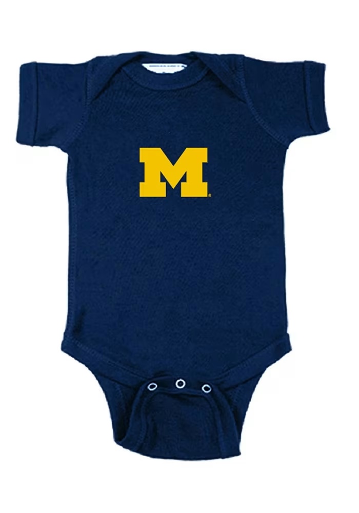 Baby Blue Michigan Wolverines Logo Short Sleeve One Piece