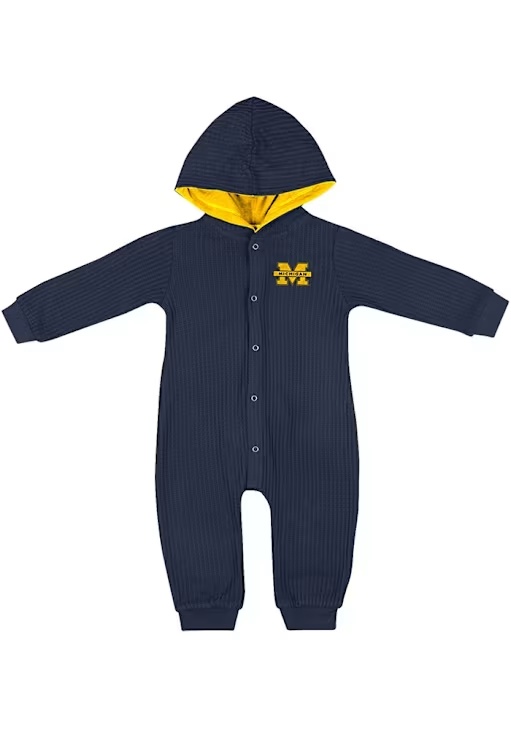Baby Michigan Wolverines Blue Colosseum Lumpy Space Long Sleeve One Piece