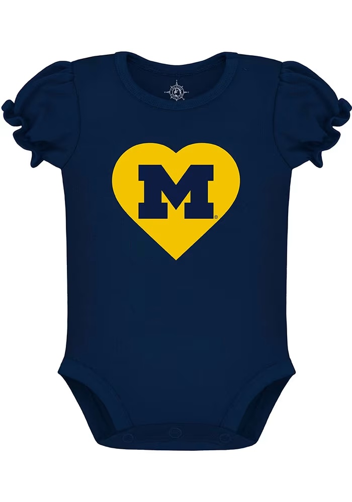 Baby Blue Michigan Wolverines Puff Sleeve Short Sleeve One Piece