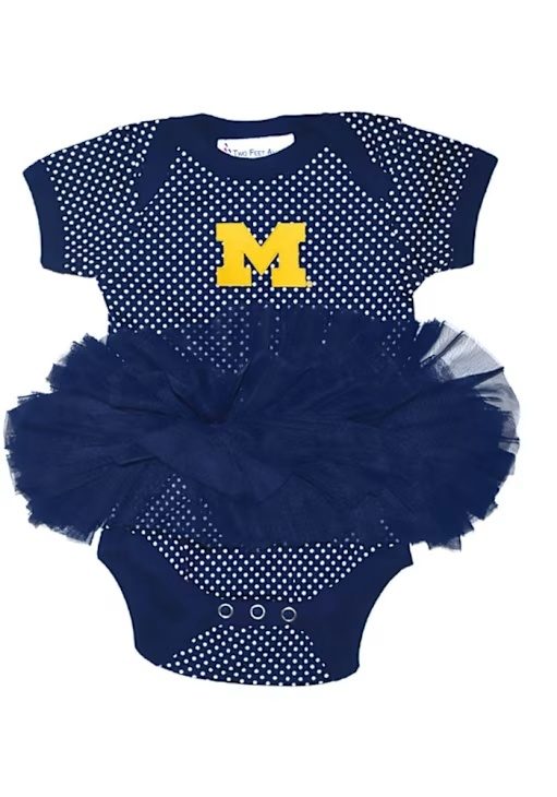 Baby Blue Michigan Wolverines Pin Dot Tutu Short Sleeve One Piece