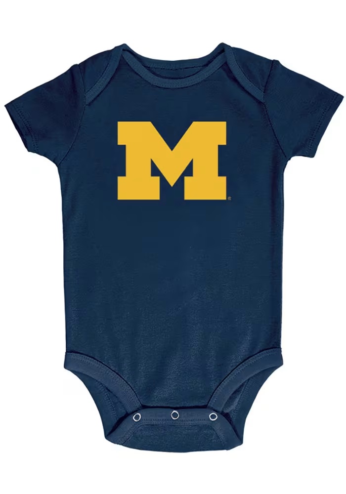 Baby Michigan Wolverines Blue Champion Team Logo One Piece Set