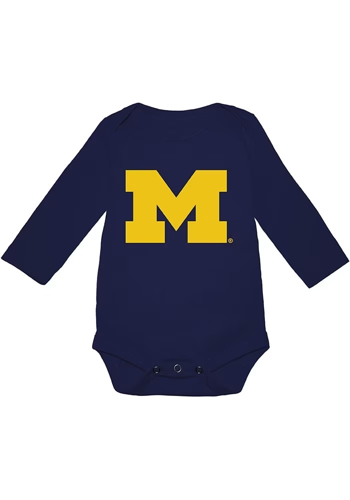 Baby Blue Michigan Wolverines Ollie Long Sleeve One Piece