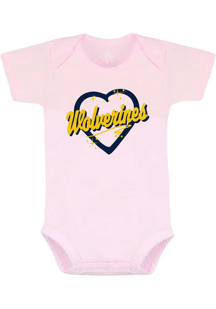 Baby Pink Michigan Wolverines Pink Short Sleeve One Piece