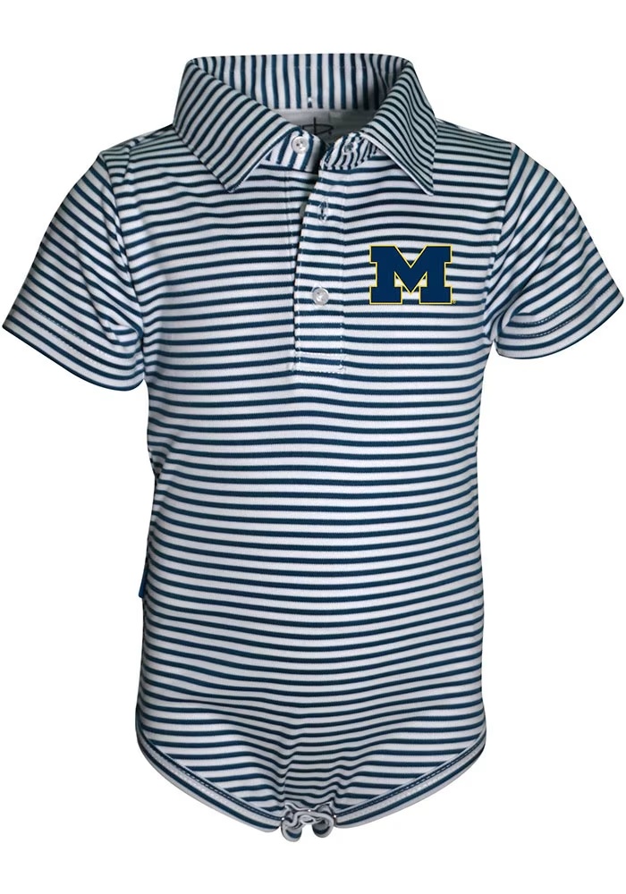 Baby Blue Michigan Wolverines Carson Short Sleeve One Piece Polo