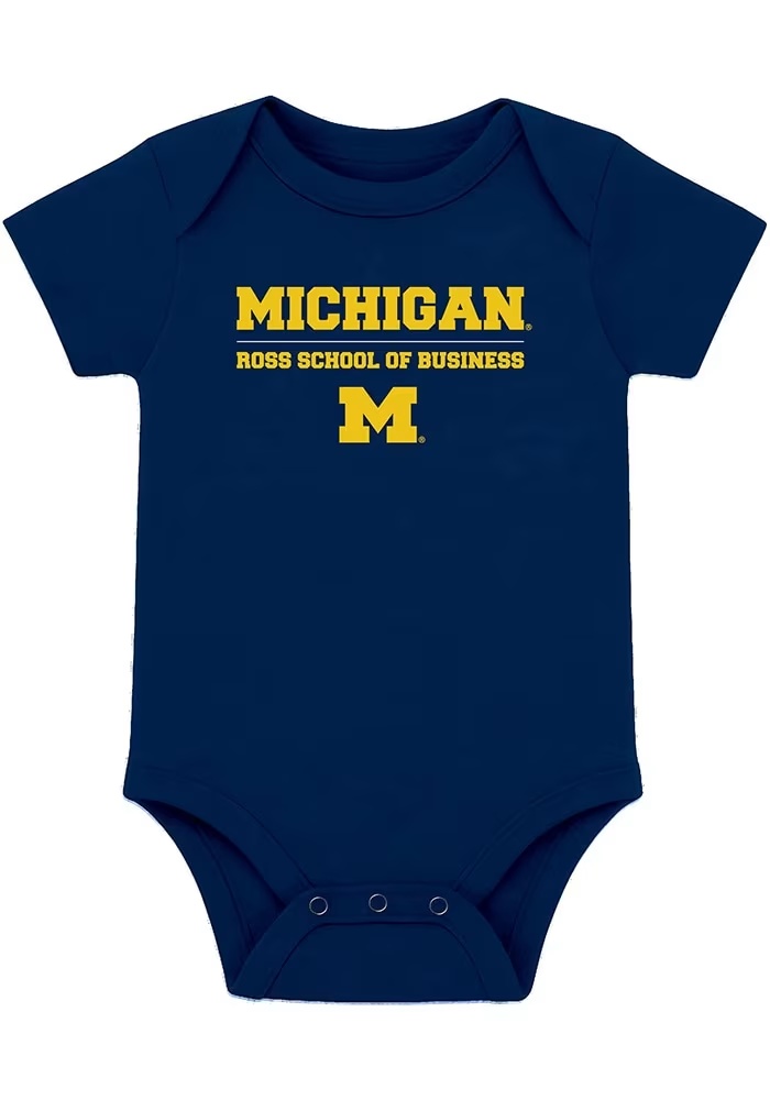 Baby Navy Blue Michigan Wolverines Ross Business School Short Sleeve One Piece