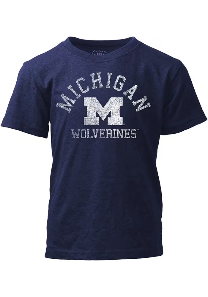 Infant Michigan Wolverines Blue Wes and Willy Pigment Dyed Short Sleeve T-Shirt