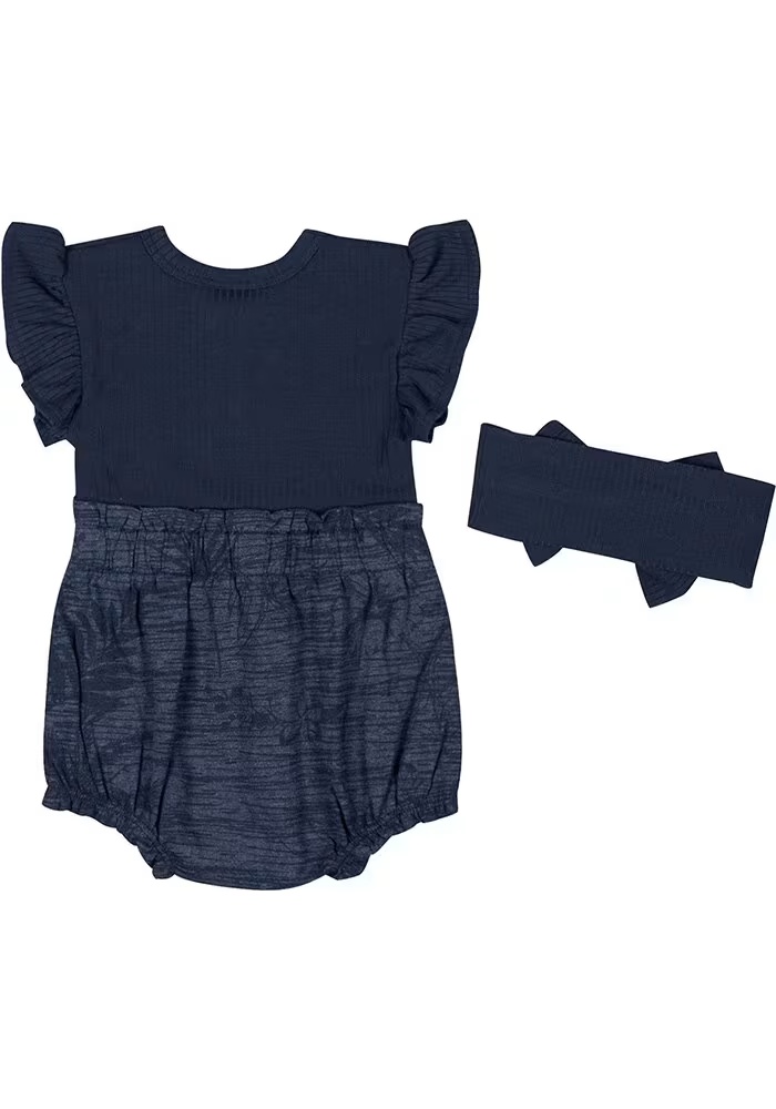 Baby Michigan Wolverines Blue Colosseum Fern Headband Set Short Sleeve One Piece