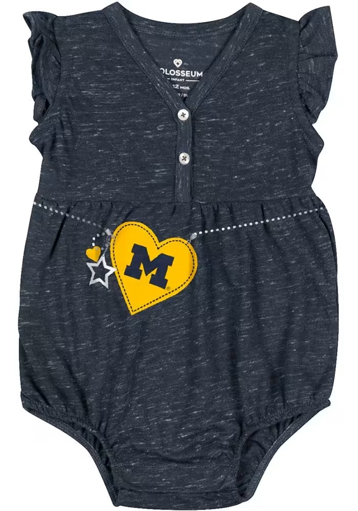 Baby Michigan Wolverines Blue Colosseum Nancy Short Sleeve One Piece