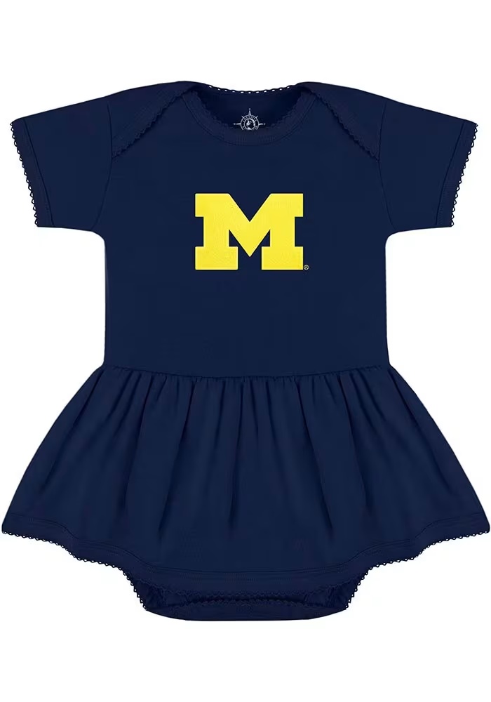 Baby Blue Michigan Wolverines Picot Short Sleeve One Piece