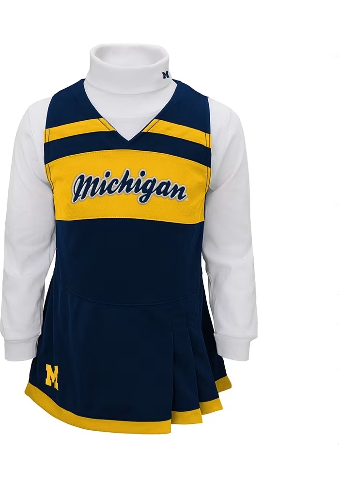 Girls Blue Michigan Wolverines Jumper Cheer Set