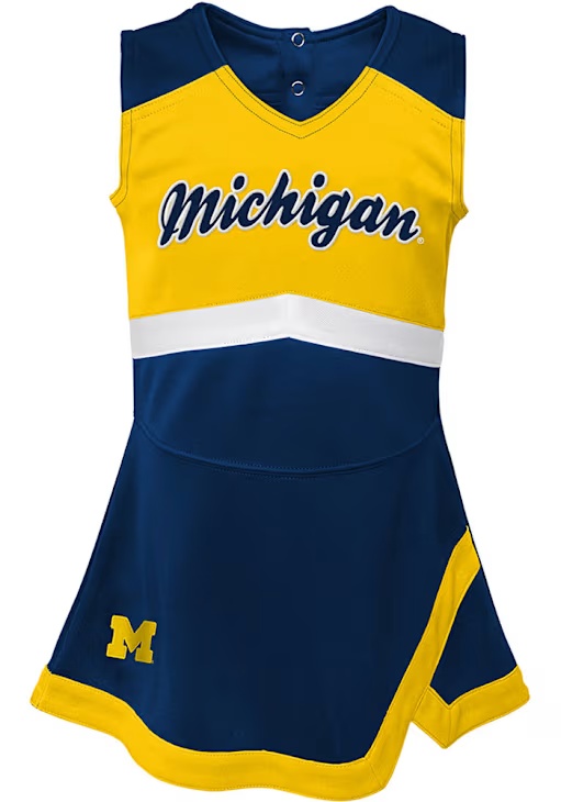Girls Blue Michigan Wolverines Cheer Captain Cheer Dress Set